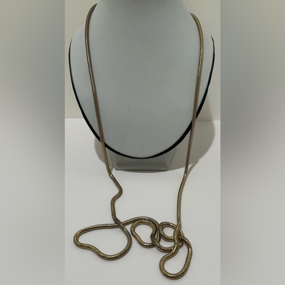 Vintage long gold-tone snake-chain Necklace